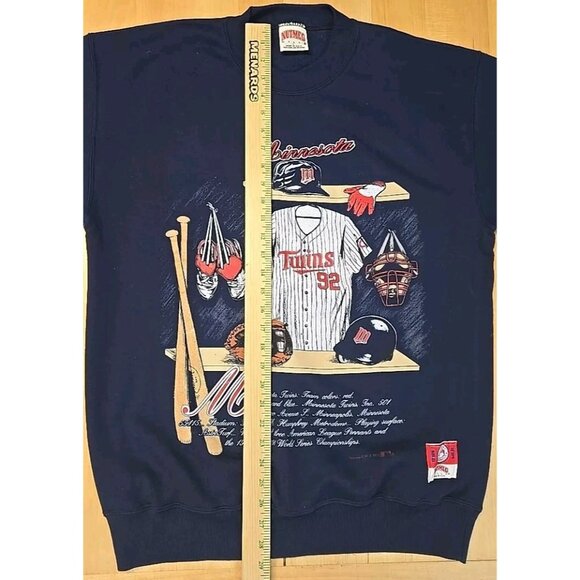 VTG Minnesota Twins Locker Room Sweatshirt Adult Size Large Nutmeg Mills 1992 - Picture 6 of 12